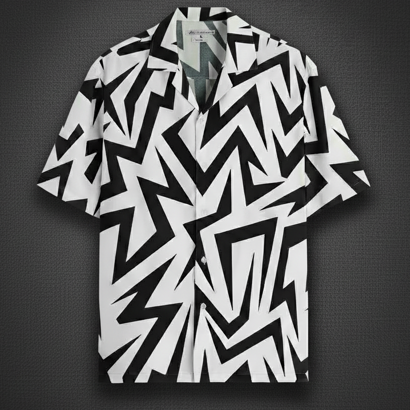 Monochrome Zigzag Pattern Shirt Edge