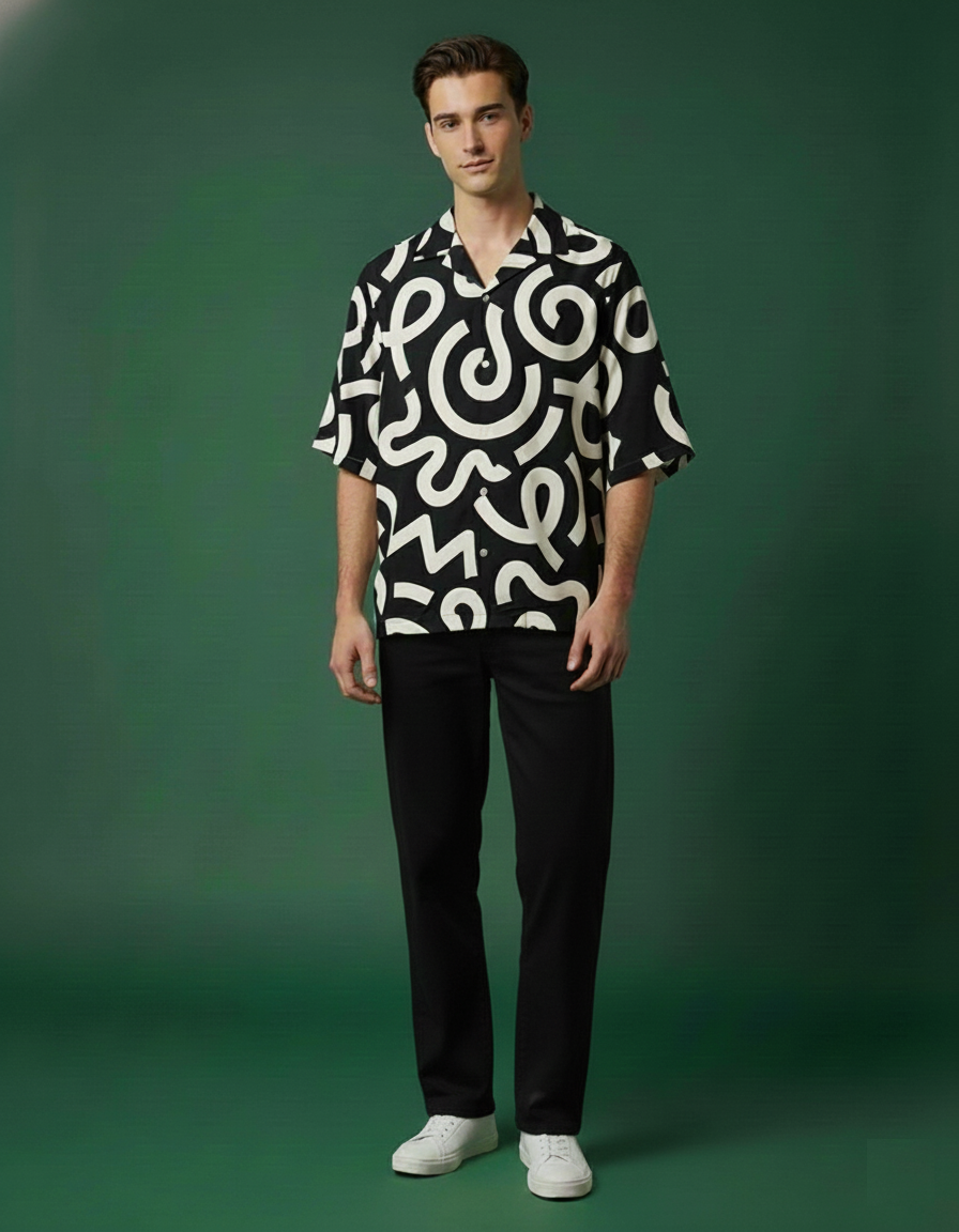 Intricate Maze Pattern Shirt - Dark Modern Aesthetic