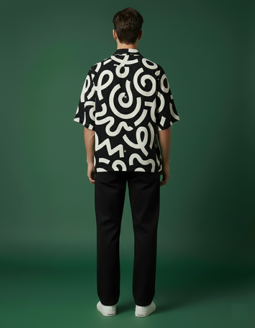 Intricate Maze Pattern Shirt - Dark Modern Aesthetic
