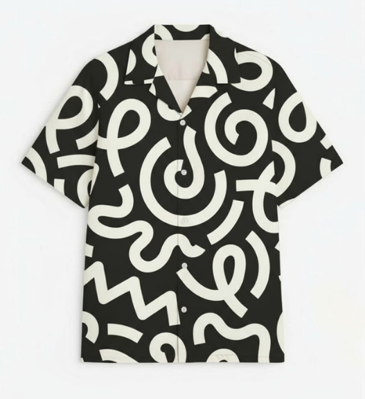 Chemise à motif labyrinthe complexe - Esthétique moderne sombre