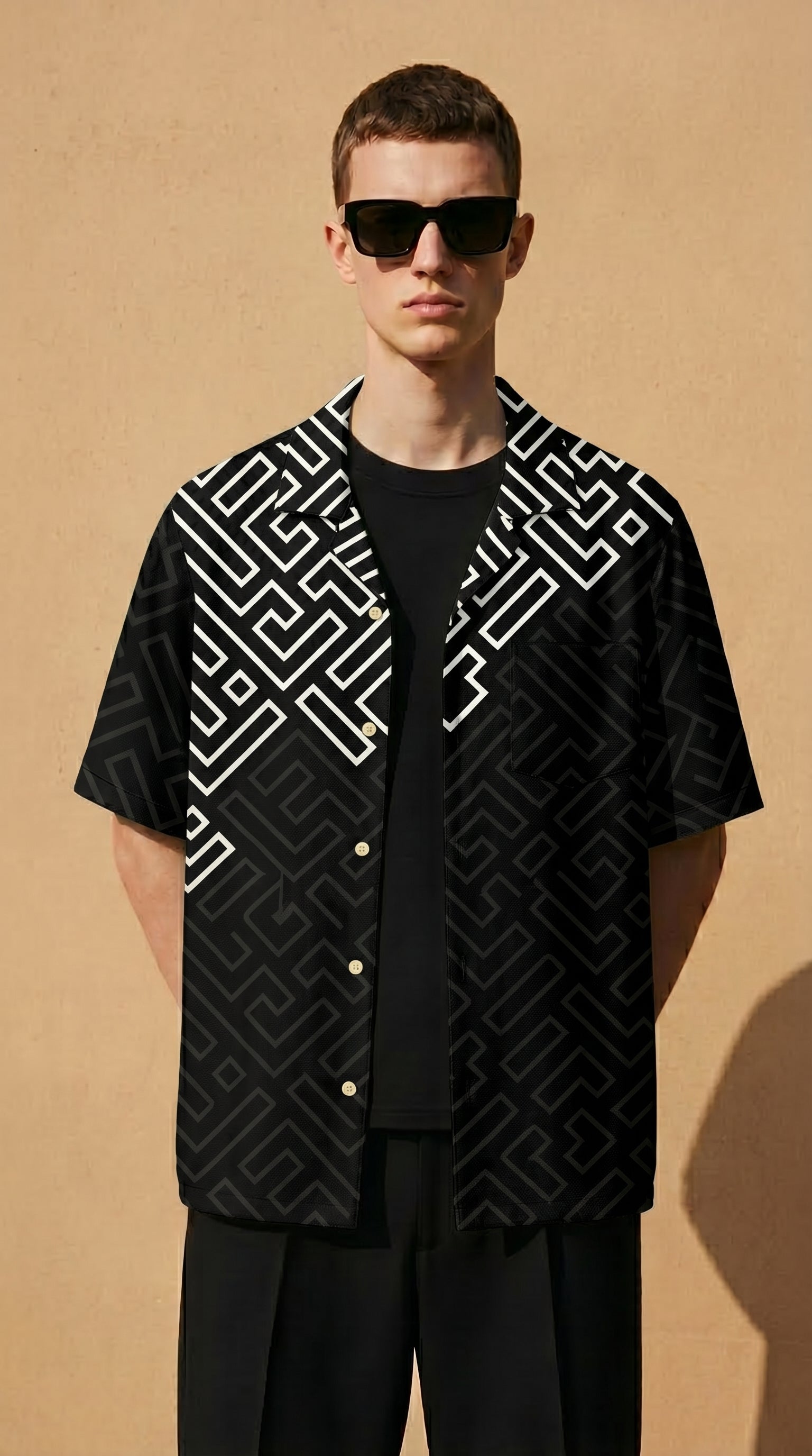 Geometric black shirt
